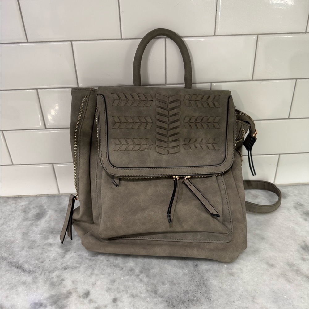 Maurices Gray Backpack with Embossed Design